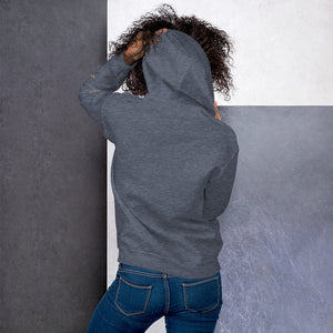 Front view of Unisex Hoodie on model, featuring a cozy hood and front pocket, perfect for casual wear.