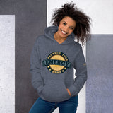 Front view of Unisex Hoodie on model, featuring a cozy hood and front pocket, perfect for casual wear.